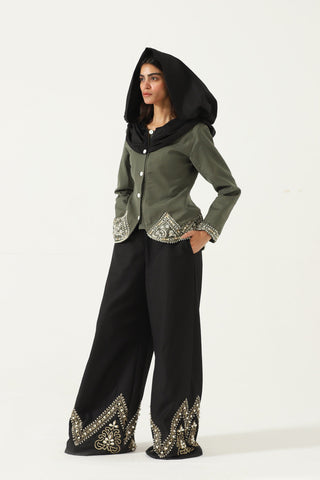 Hand-Embroidered silk trousers
