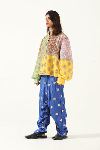 "Barsaat" hand-embroidered silk shirt-jacket