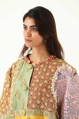 "Barsaat" hand-embroidered silk shirt-jacket