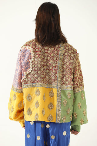 "Barsaat" hand-embroidered silk shirt-jacket