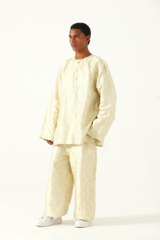 Creme silk brocade shirt