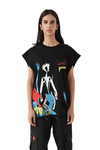 "Rabbit hole" printed tank top