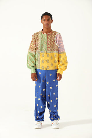 "Barsaat" hand-embroidered silk shirt-jacket