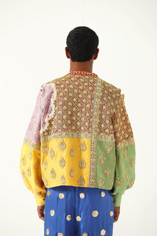 "Barsaat" hand-embroidered silk shirt-jacket