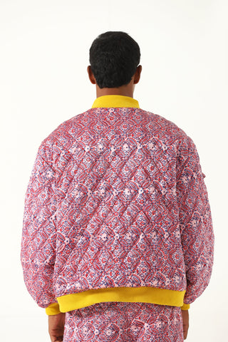 "Haveli" quilted silk block print sweatshirt