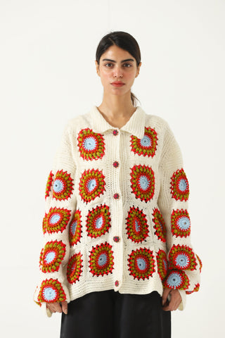 Hand knit crochet sweater