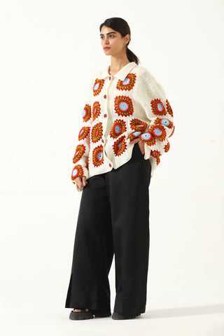 Hand knit crochet sweater