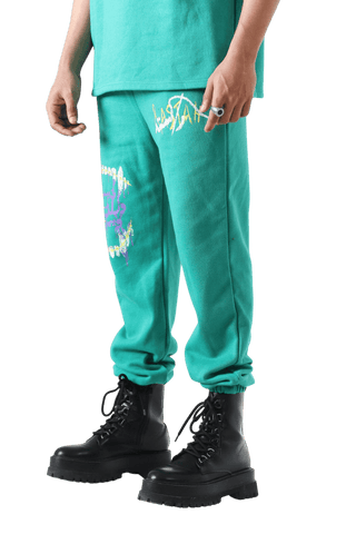 "The introspective vampire" sea green sweatpant