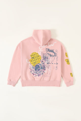 "Azaad" block print patchwork hoodie