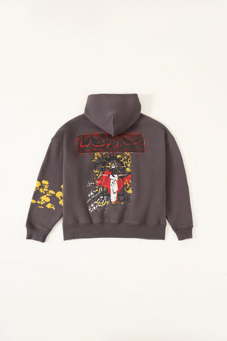 "Loot liya" patchwork grey hoodie