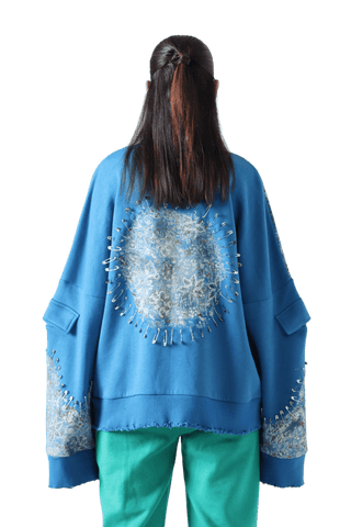 "Waves of steel" blockprint sweatshirt