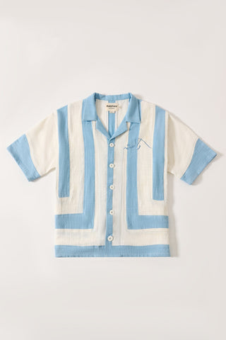 Handwoven striped cotton button-down