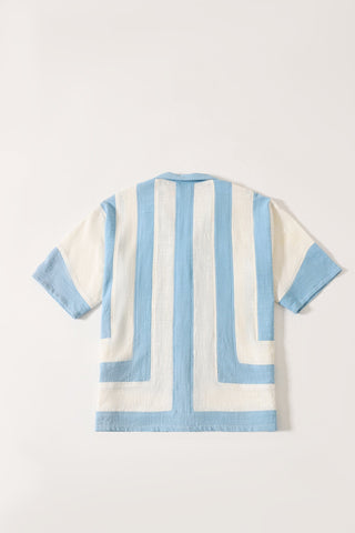 Handwoven striped cotton button-down