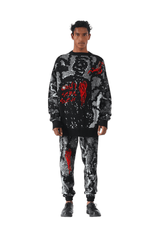"Shadows" jacquard knit sweatshirt
