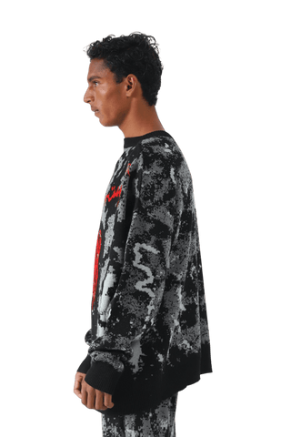 "Shadows" jacquard knit sweatshirt