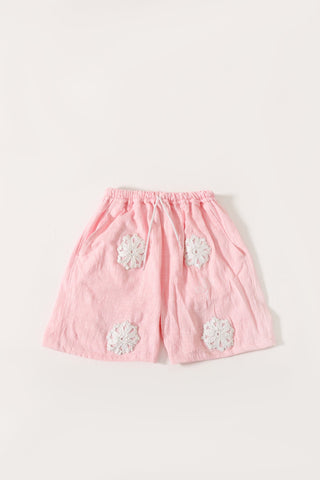 "Flower child" hand-embroidered shorts
