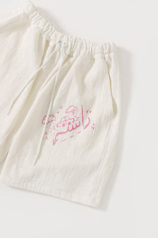 Handwoven pink logo shorts