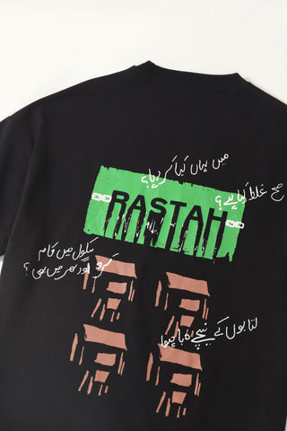 "I hate school" printed black T-shirt