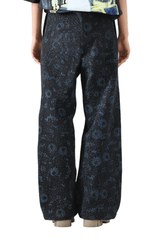 "Forest" block print denim trousers