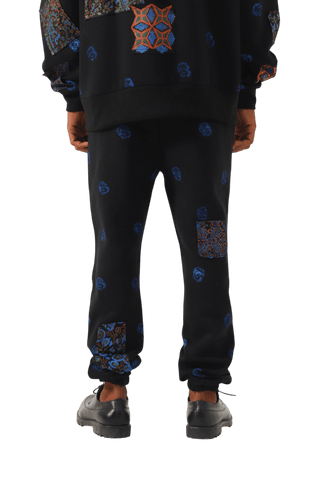 Patchwork block print sweatpants