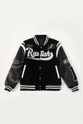 "97 paradise" suede varsity jacket