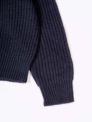 Navy chunky knit logo sweater