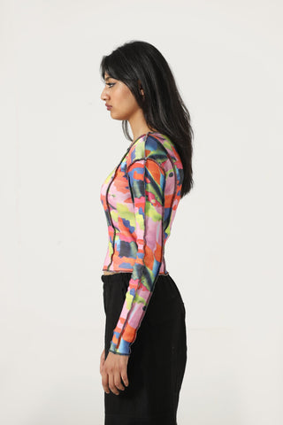 "A colorful life" fitted knit top