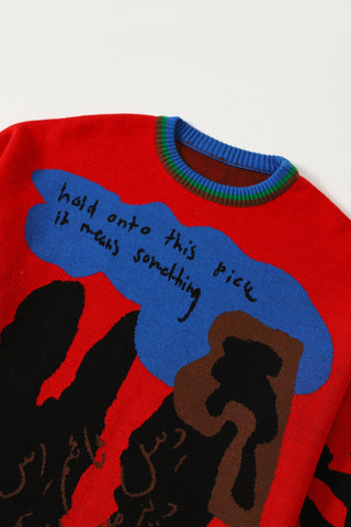 "This means something" jacquard knit sweatshirt