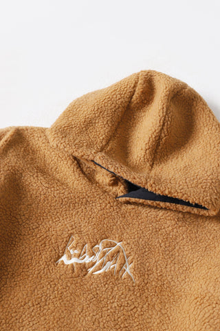 Brown sherpa logo hoodie