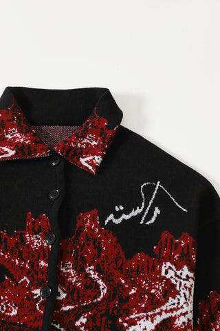 "Molten magma" jacquard knit cardigan