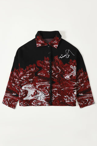 "Molten magma" jacquard knit cardigan
