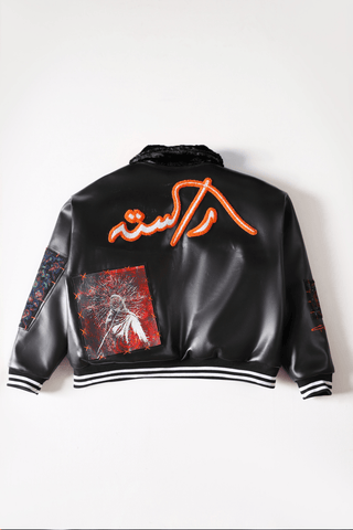 Waxed leather bomber jacket