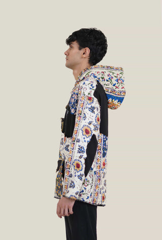 Distressed Block Print Chaadar Hoodie - Rastah