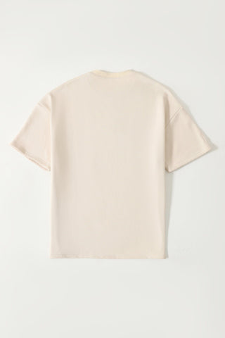 "Line of fire" printed beige T-shirt