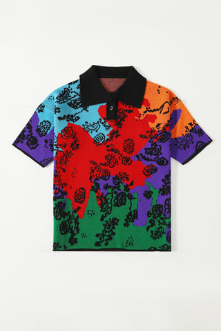 "Colours of life" jacquard knit polo shirt