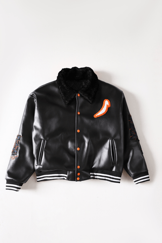Waxed leather bomber jacket
