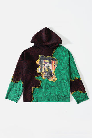 "Past of healing" hand block printed hoodie