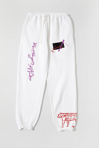 "A-POLITICAL" HAND PRINTED SWEATPANTS - Rastah