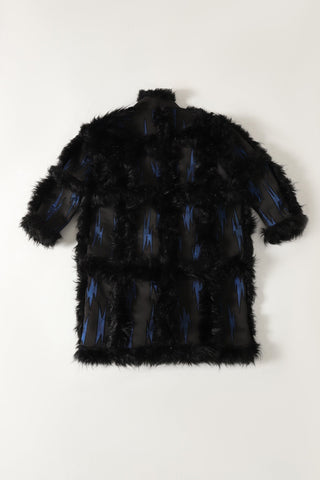 "Blue night" faux fur long coat