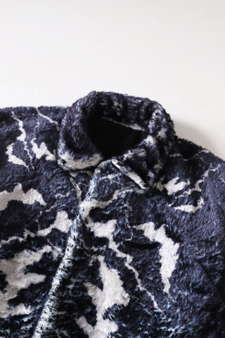 "Distortion" printed sherpa jacket