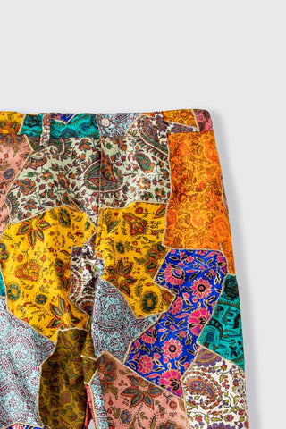 BLOCKPRINTED PATCHWORK SATIN TROUSERS - Rastah