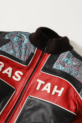 Block printed leather crop top