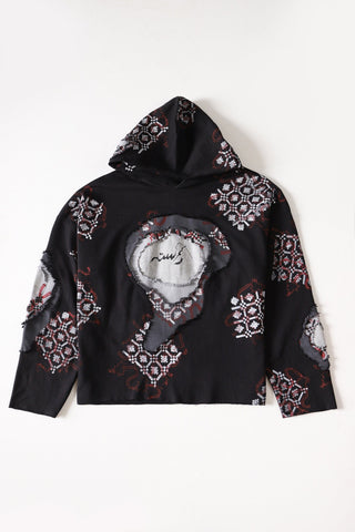 "Cyclone" block print hoodie