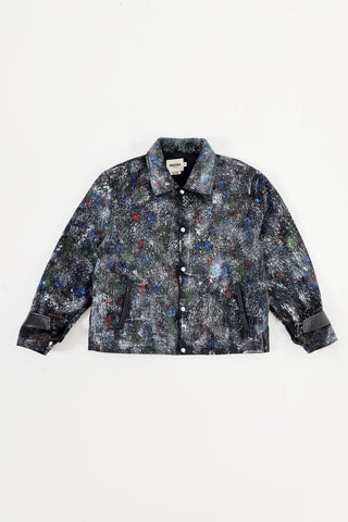 "RACING MIND" HAND PRINTED DENIM JACKET - Rastah