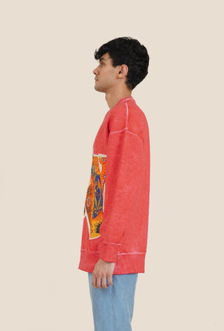 Red Marble Wash "Keys to My Heart" Patch Sweatshirt - Rastah