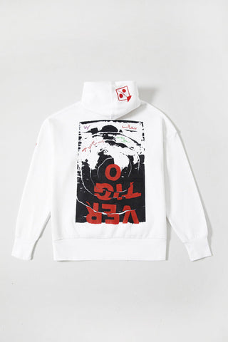 "A-POLITICAL" HAND PRINTED WHITE HOODIE - Rastah