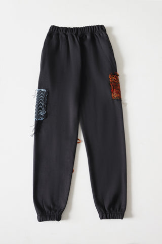 Handwoven patch sweatpants