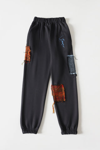 Handwoven patch sweatpants