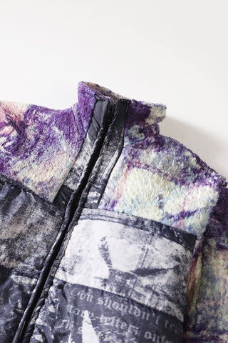 "Sandman" printed sherpa puffer jacket
