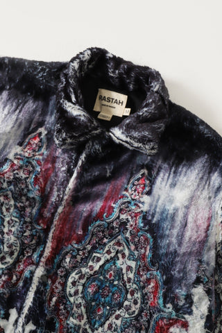 Distorted carpet print jacket
